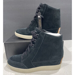 Sorel Out N About WEDGE Black Suede Waterproof Shoes Sz 10 NEW